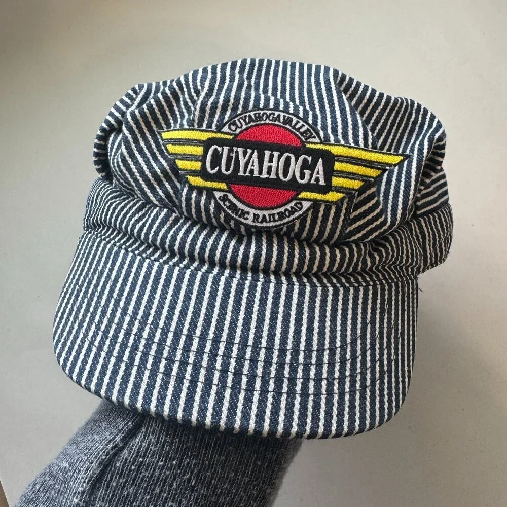 Cuyahoga Conductor Hat Kids Size O/S Blue Strap Child Scenic Railroad Snapback A
